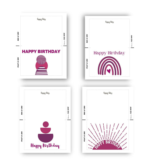Printable Boho Birthday Cards Set of 4 - KY designX