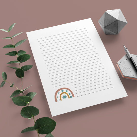 Printable Boho Rainbow lined paper - KY designX