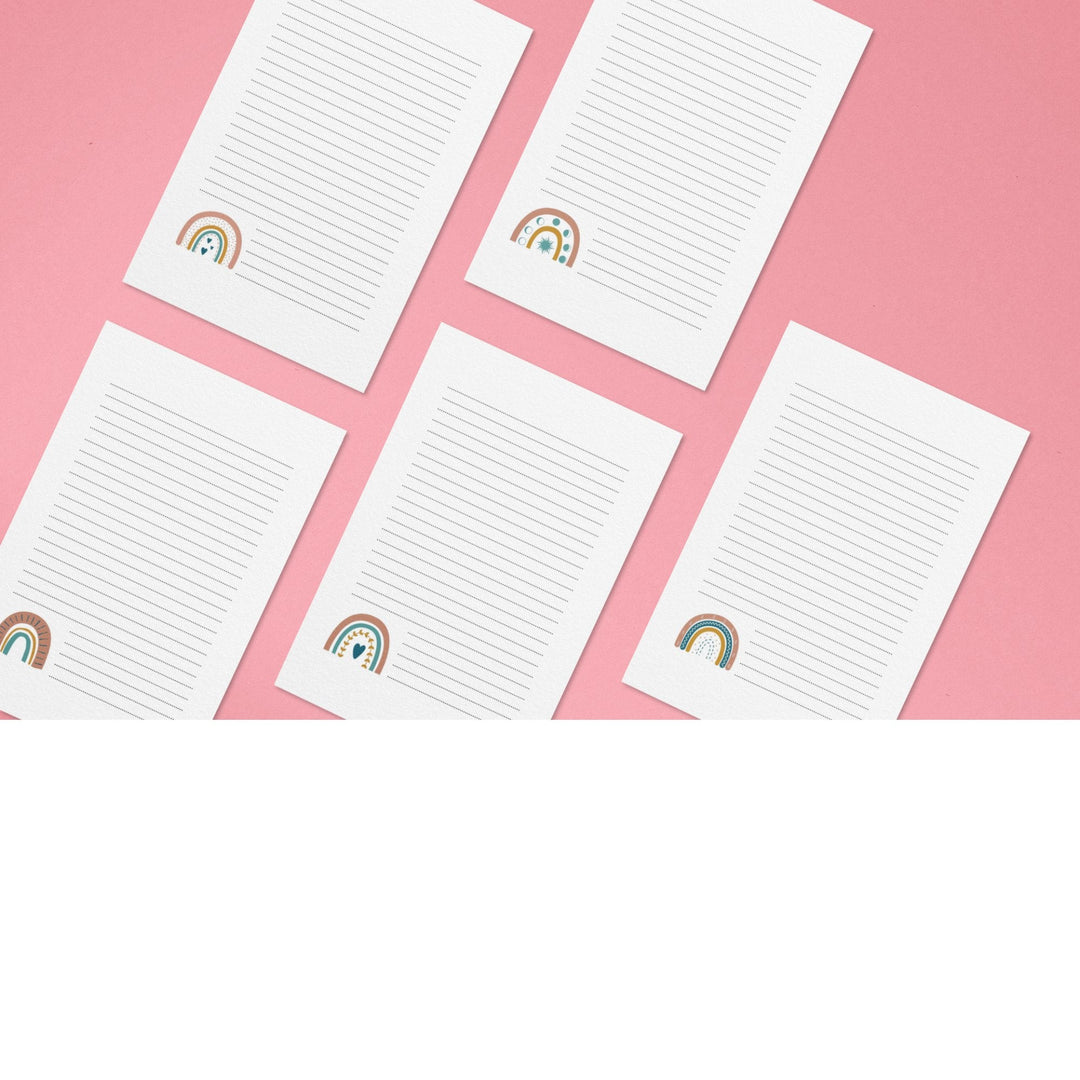 Printable Boho Rainbow lined paper - KY designX