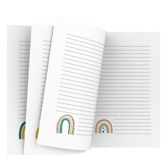 Printable Boho Rainbow lined paper - KY designX