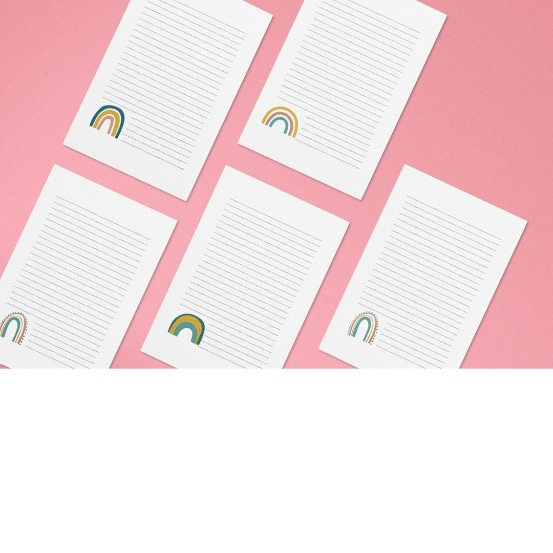 Printable Boho Rainbow lined paper - KY designX