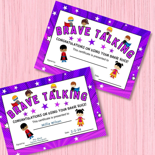 Printable Brave Talking Certificate - KY designX