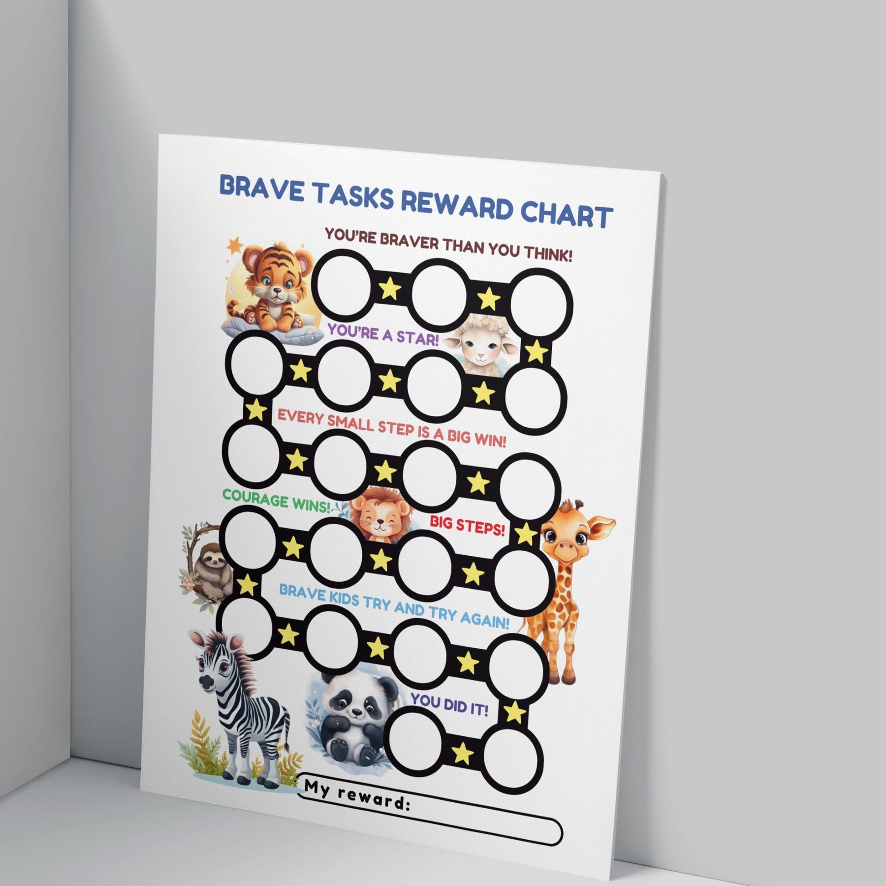 Complete Task Reward Task Printable Brave Tasks Reward Chart - KY designX