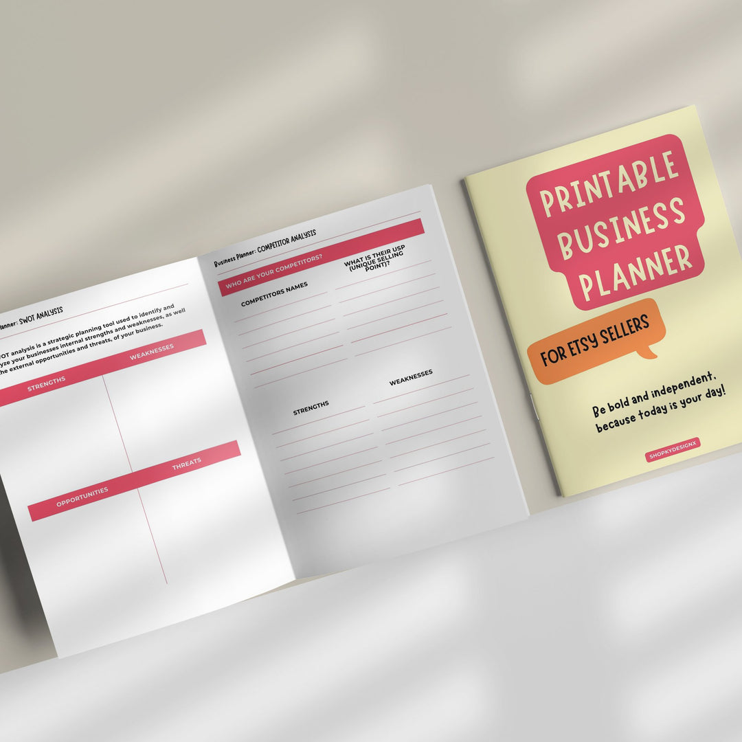 an open and closed planner workbook on a white background