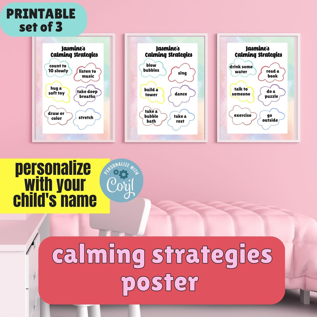 Printable Calming Strategies Poster for kids - KY designX