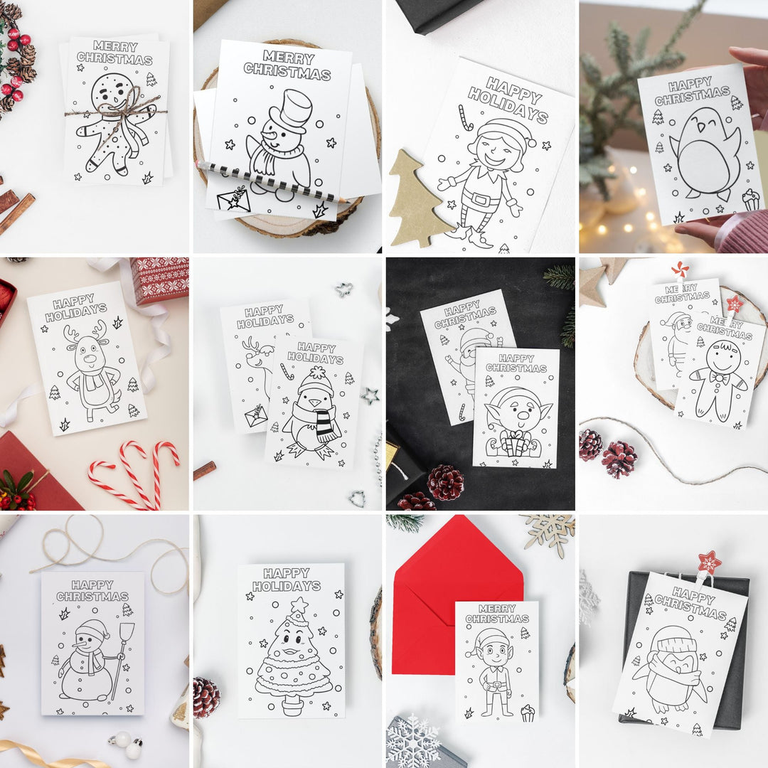 Printable Christmas Coloring Cards for kids - KY designX