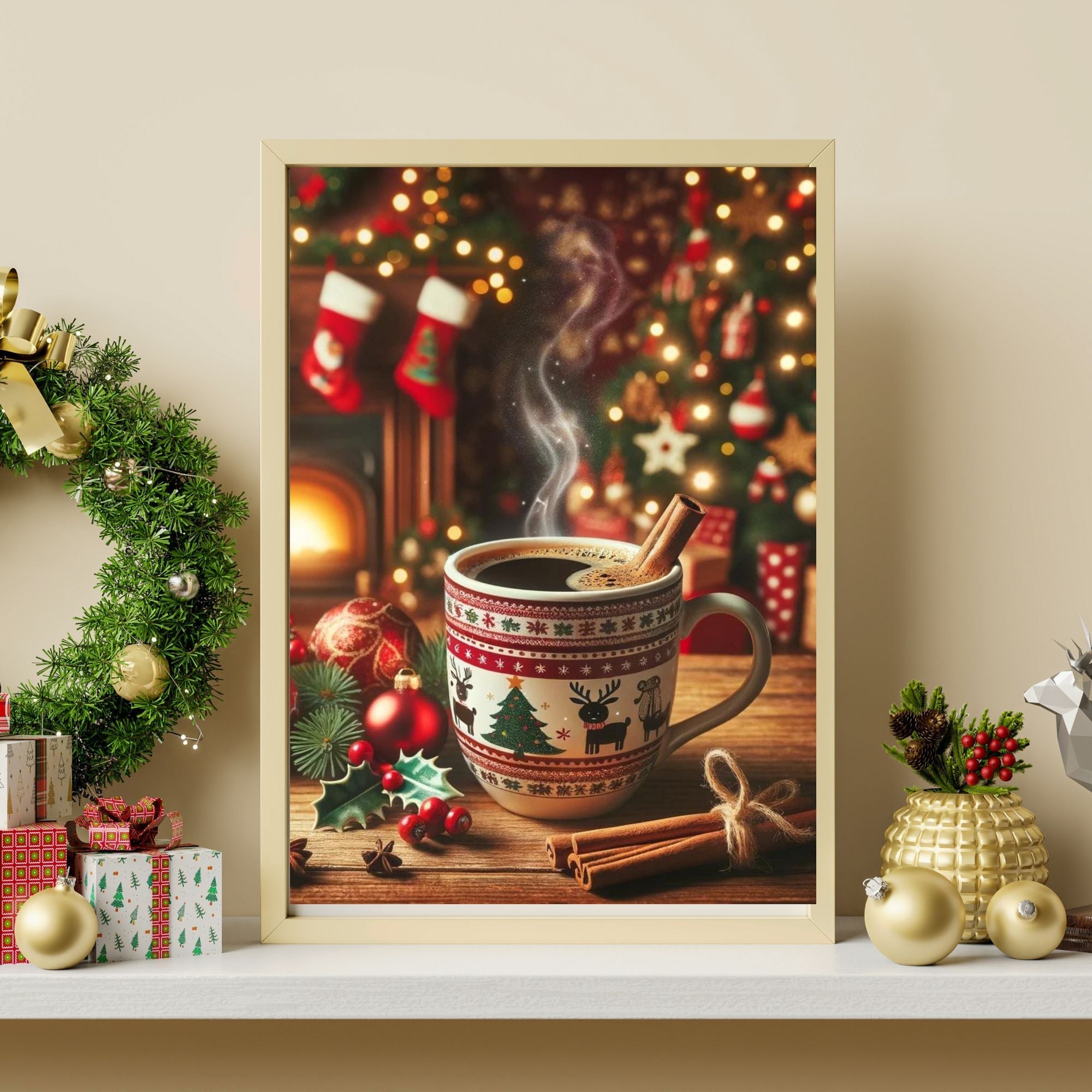 Printable Cinnamon Coffee Christmas wall decor - KY designX