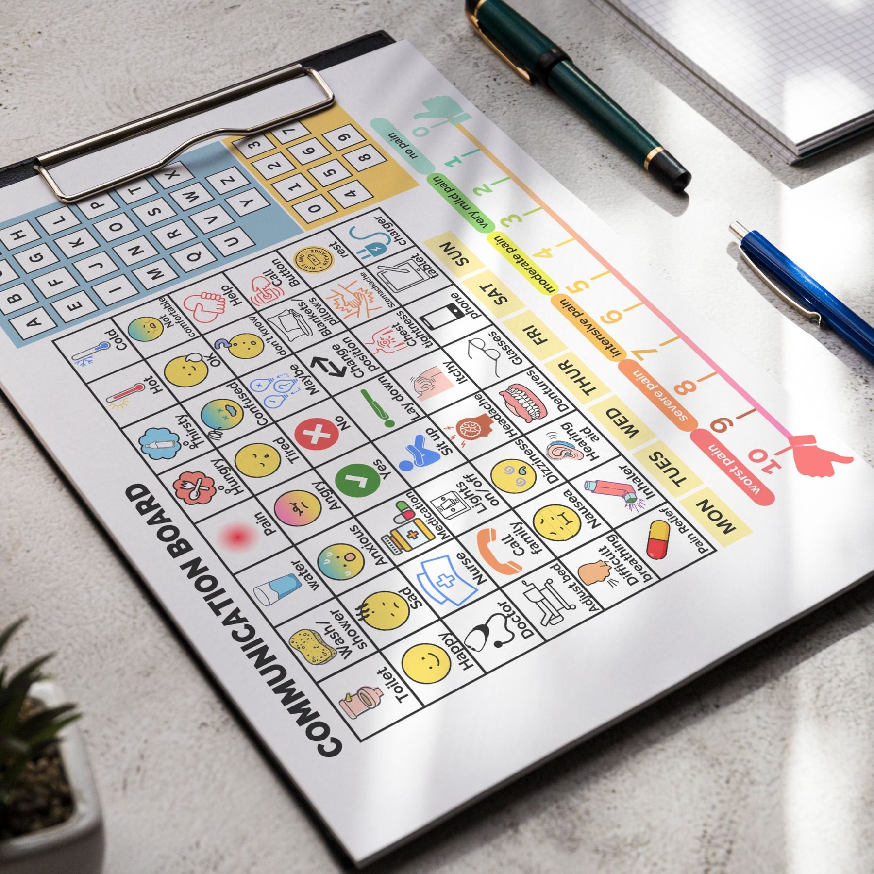 Printable Communication Board for Hospital Setting KY designX