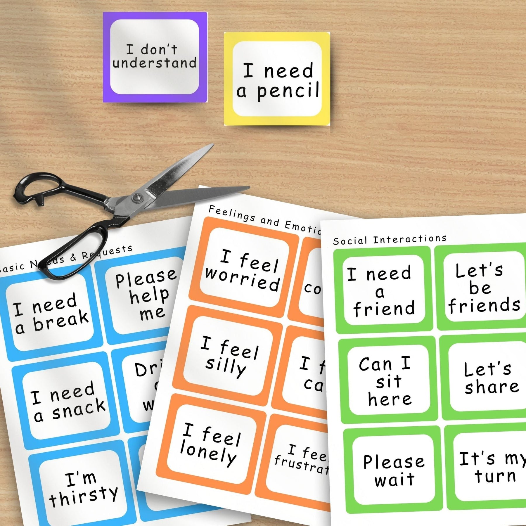 Printable Communication Cards for Children / Teens - KY designX