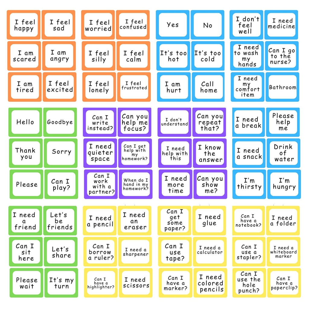 Printable Communication Cards for Children / Teens - KY designX