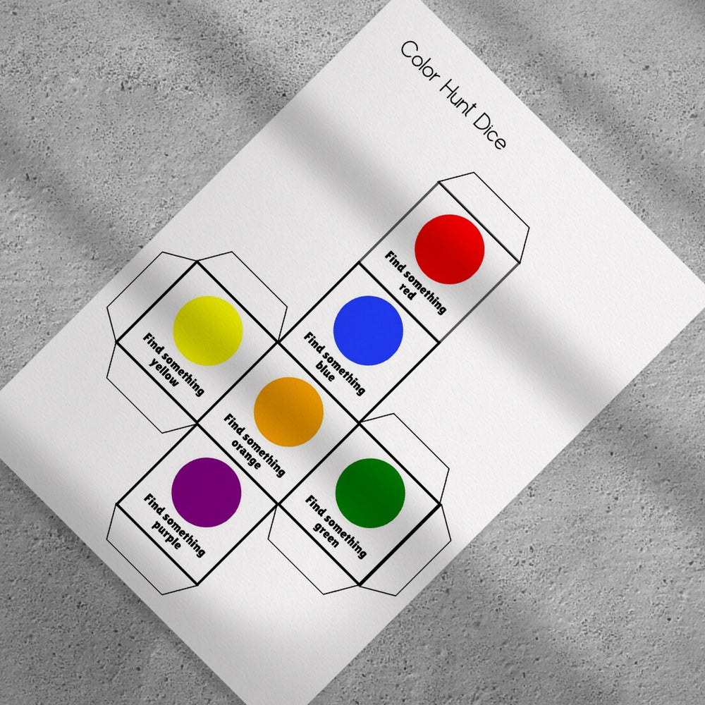 Free printable Color Hunt Dice Game for kids