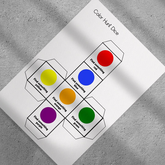 Printable DIY Color Hunt Dice Game - KY designX