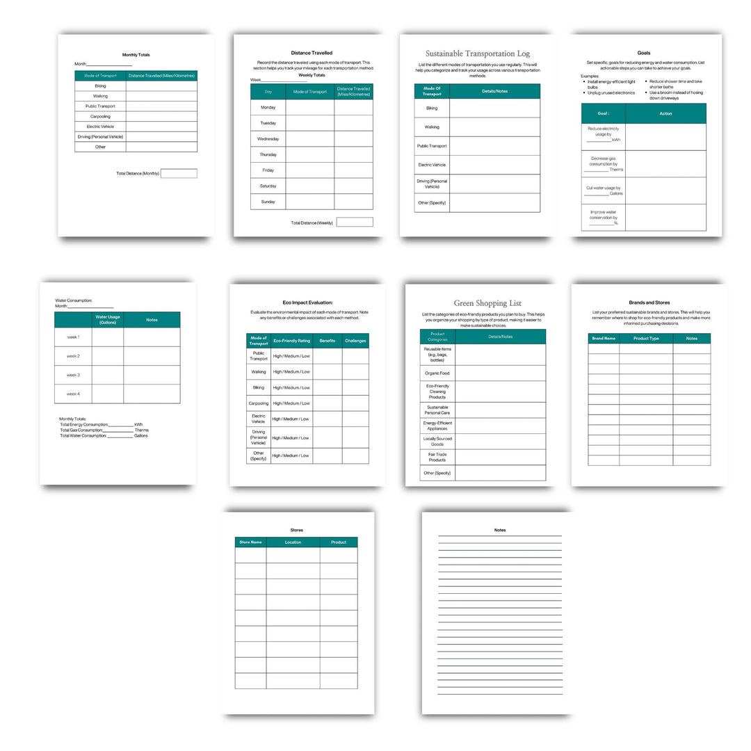 Printable Eco - Friendly Lifestyle Tracker - KY designX