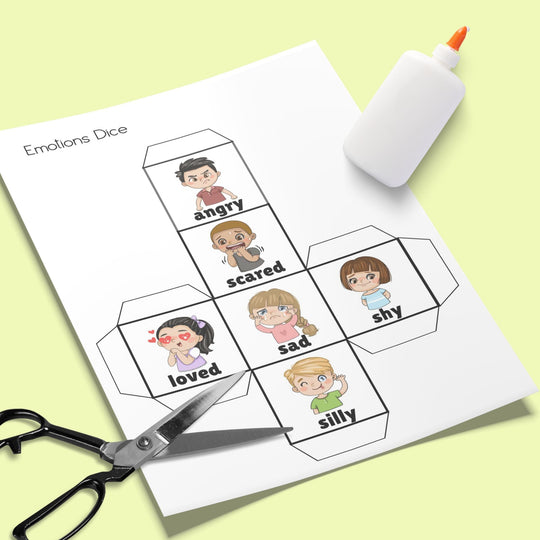 Printable Emotions Dice Cube for kids - KY designX
