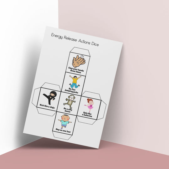 Printable Energy Release Actions Dice Cube - KY designX