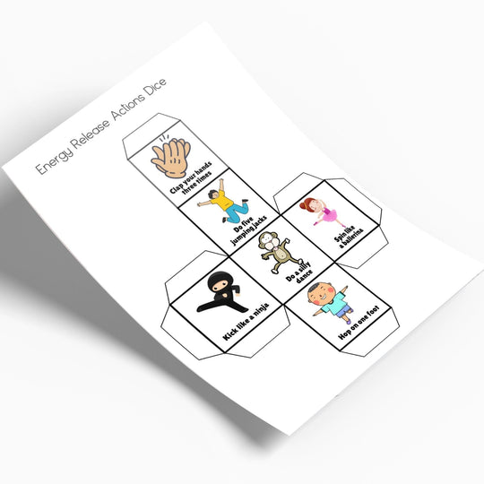 Printable Energy Release Actions Dice Cube - KY designX