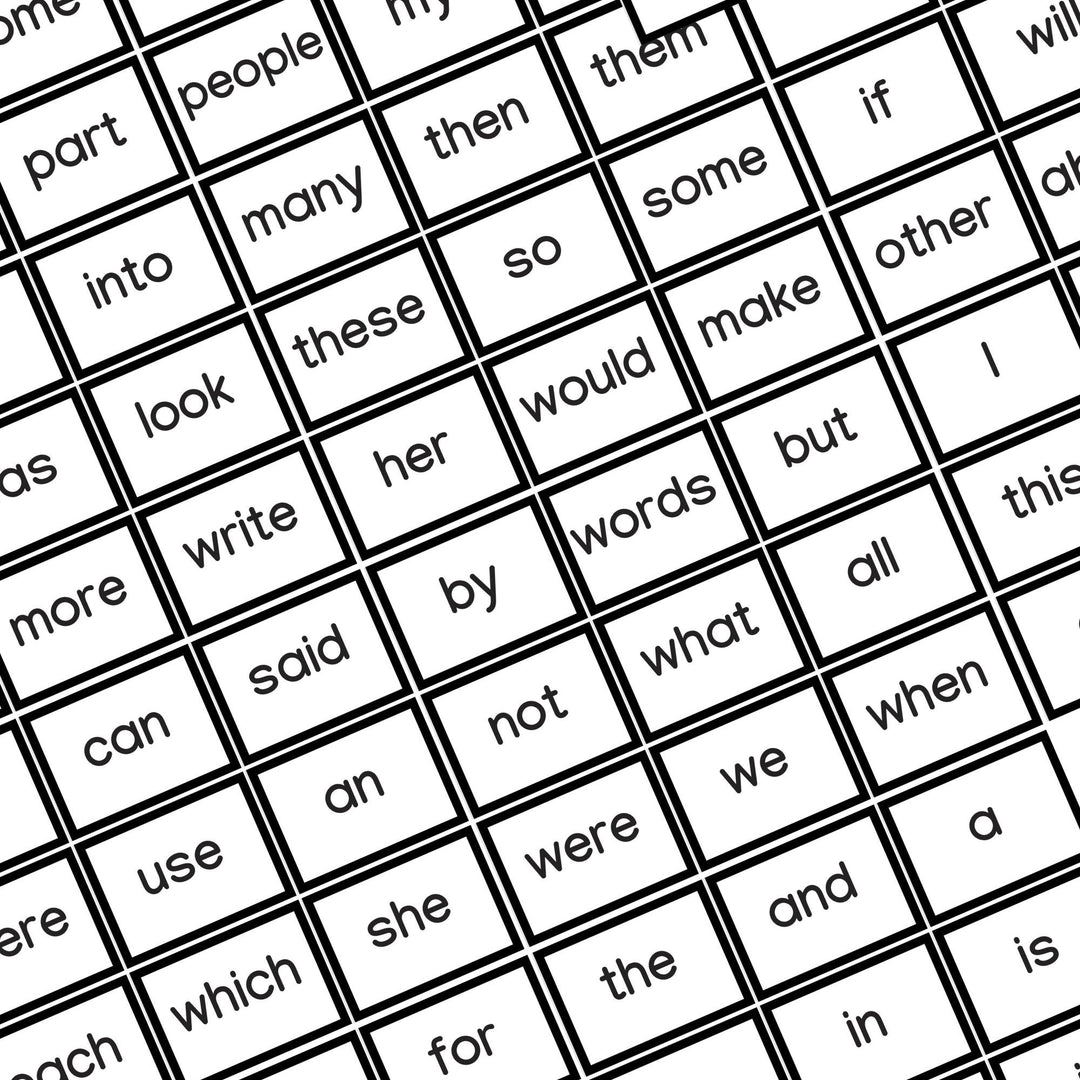 Printable high - frequency word sets - KY designX