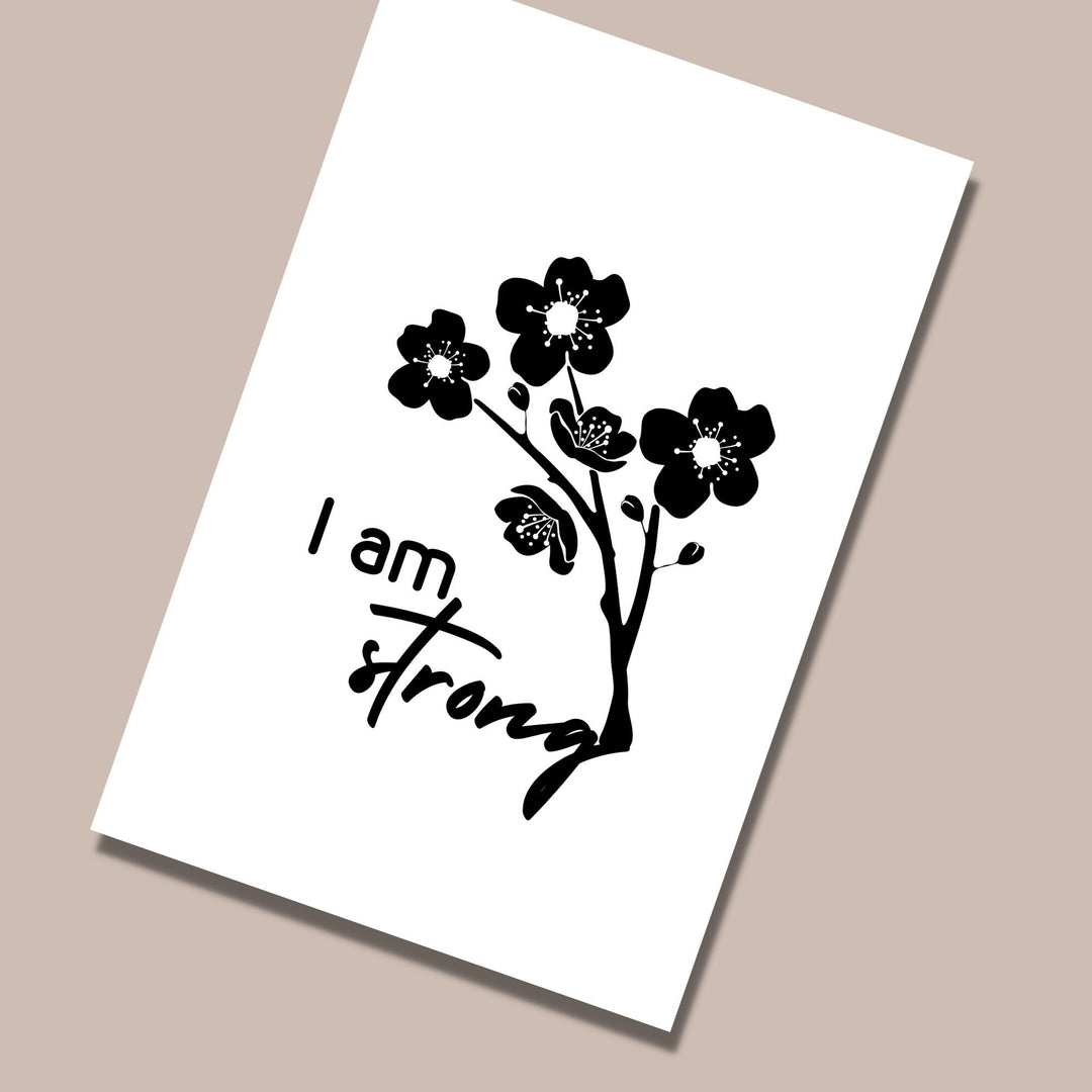 Printable I am strong flower wall decor - KY designX