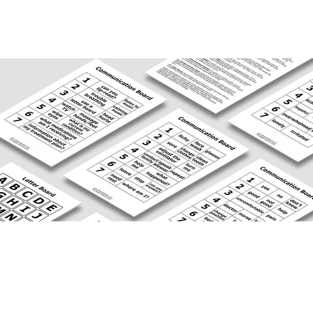 Printable ICU Communication Boards for Ventilator Users - KY designX