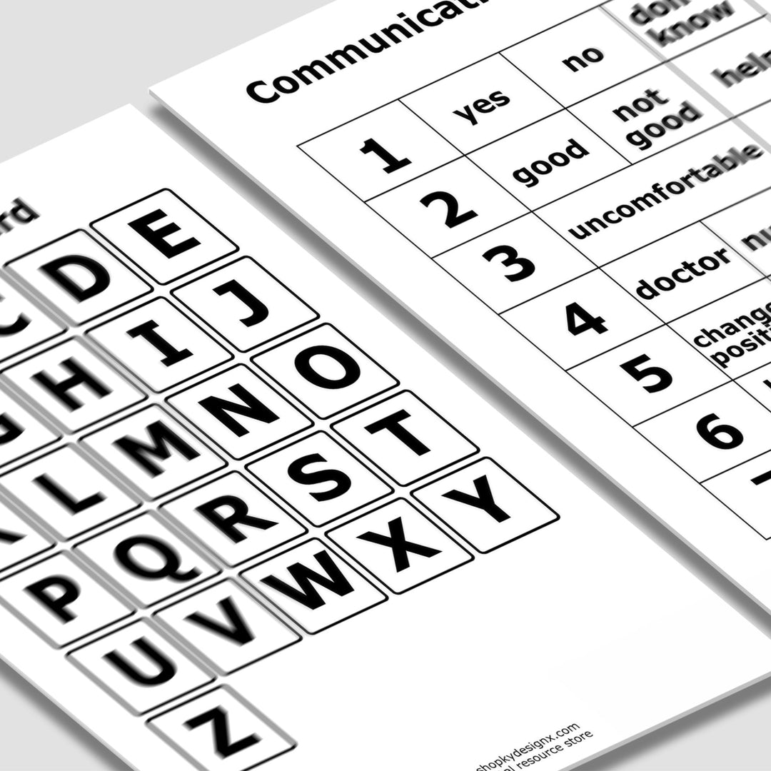 Printable ICU Communication Boards for Ventilator Users - KY designX