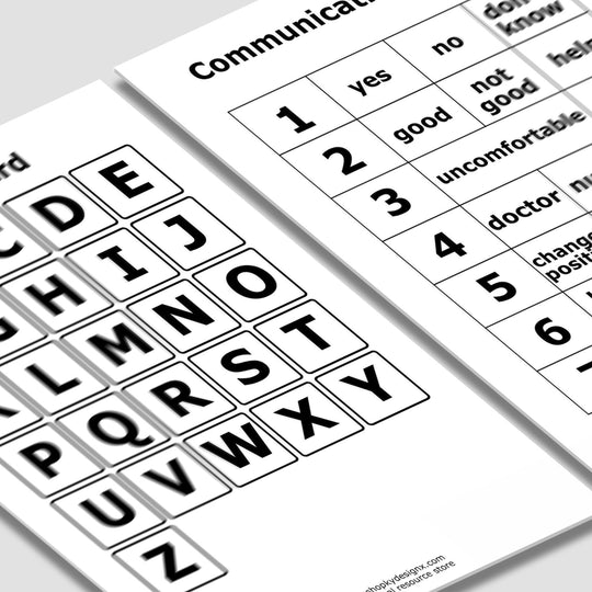 Printable ICU Communication Boards for Ventilator Users - KY designX