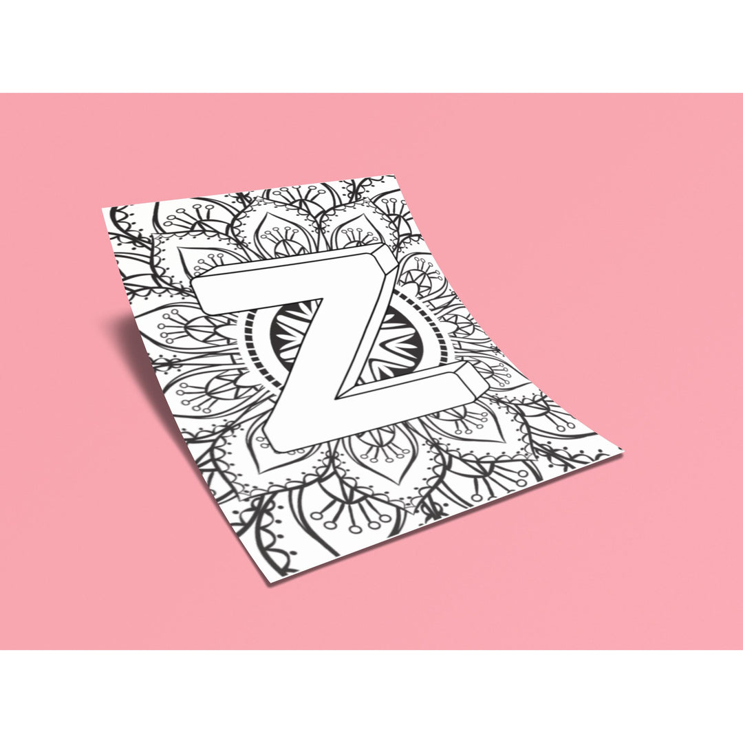 Printable Mandala Alphabet Coloring - KY designX
