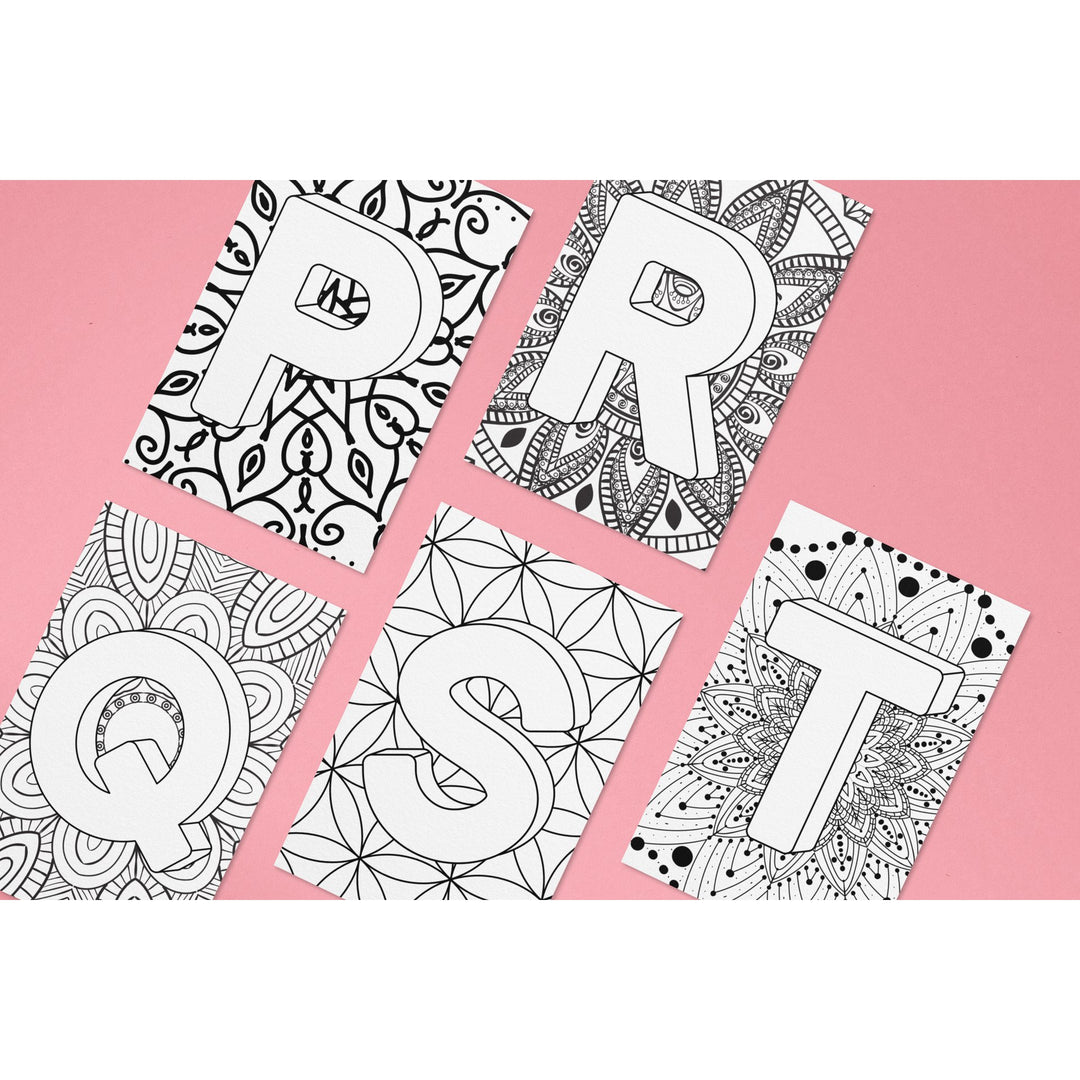 Printable Mandala Alphabet Coloring - KY designX