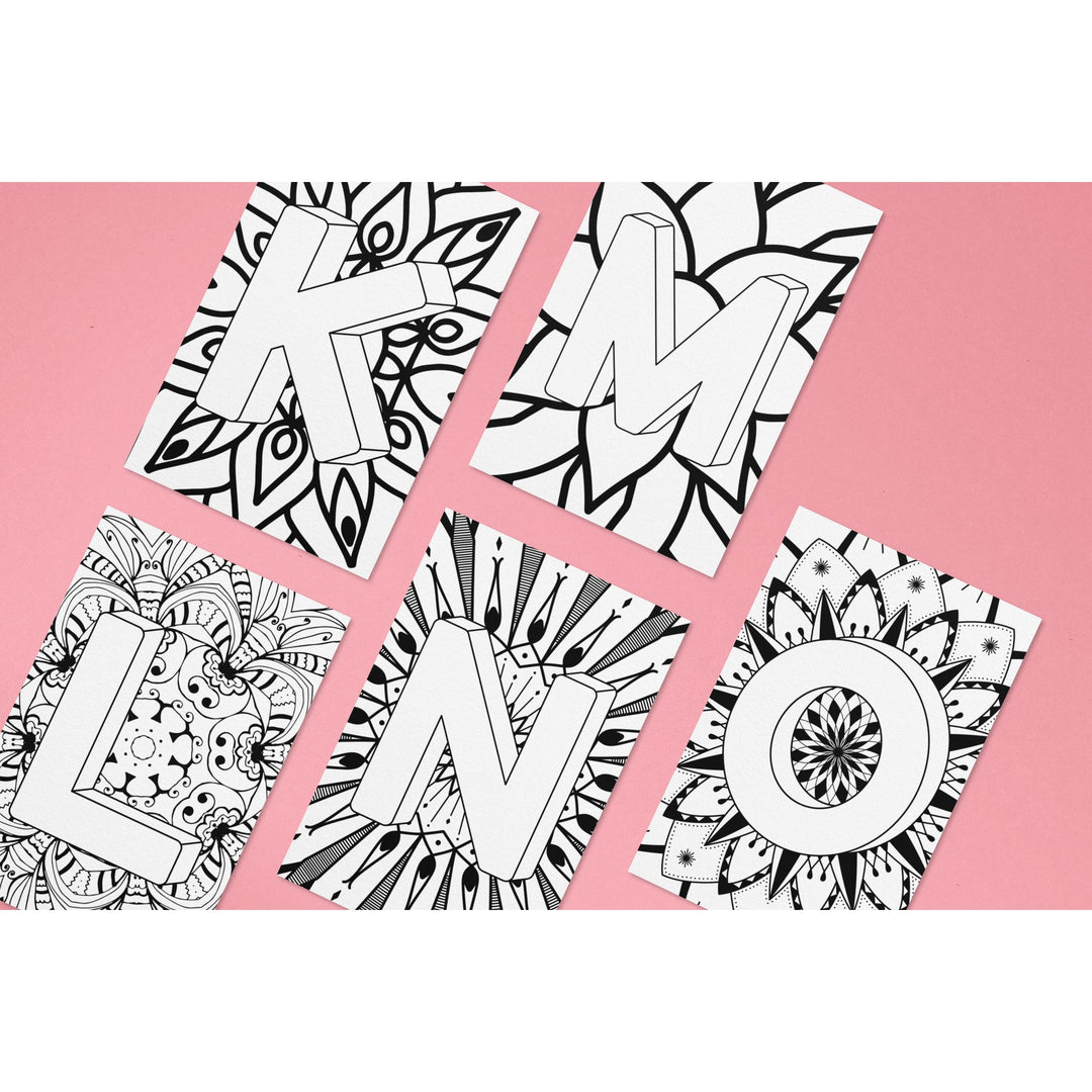 Printable Mandala Alphabet Coloring - KY designX