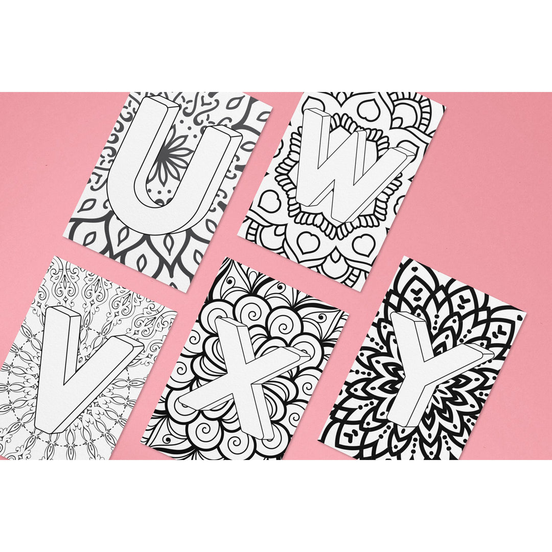 Printable Mandala Alphabet Coloring - KY designX