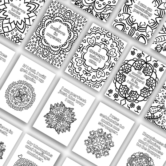 Printable Mindfulness Affirmations Coloring Book - KY designX