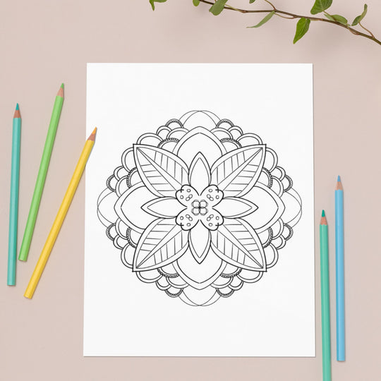 Printable Mindfulness Mandala Coloring Set - KY designX