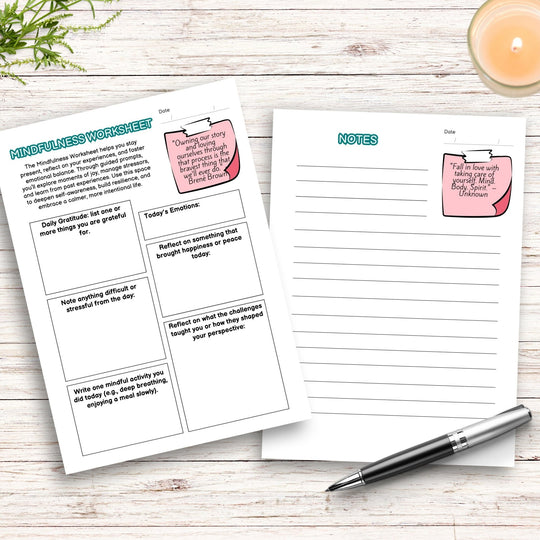 Printable Mindfulness Worksheet for Daily Reflection - KY designX