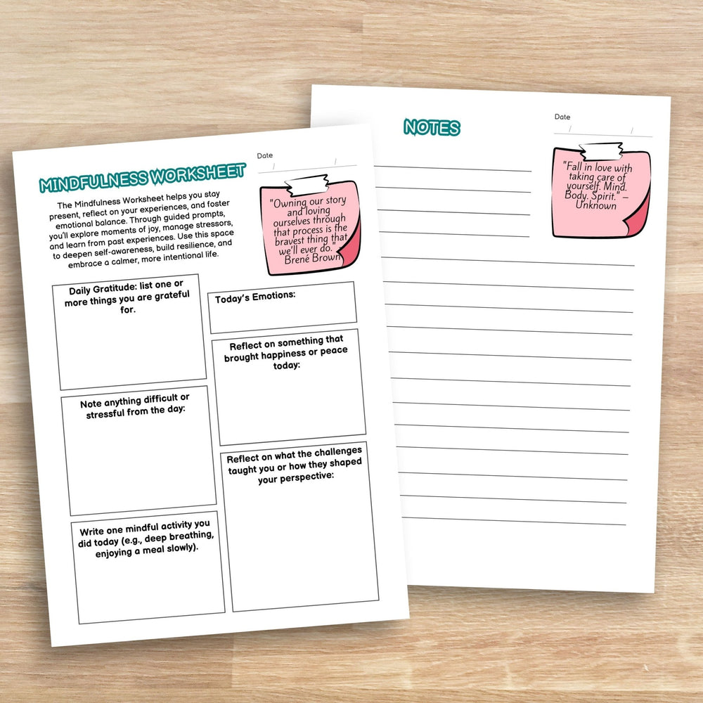 Printable Mindfulness Worksheet for Daily Reflection - KY designX