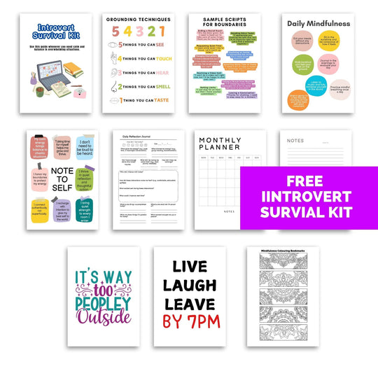 Printable Personal growth journal for introverts - KY designX