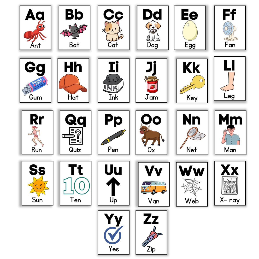 Printable Phonics Alphabet flashcards Set - KY designX