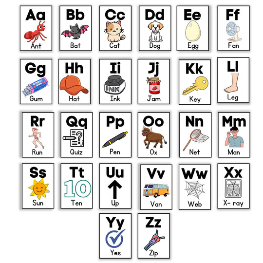 Printable Phonics Alphabet flashcards Set - KY designX