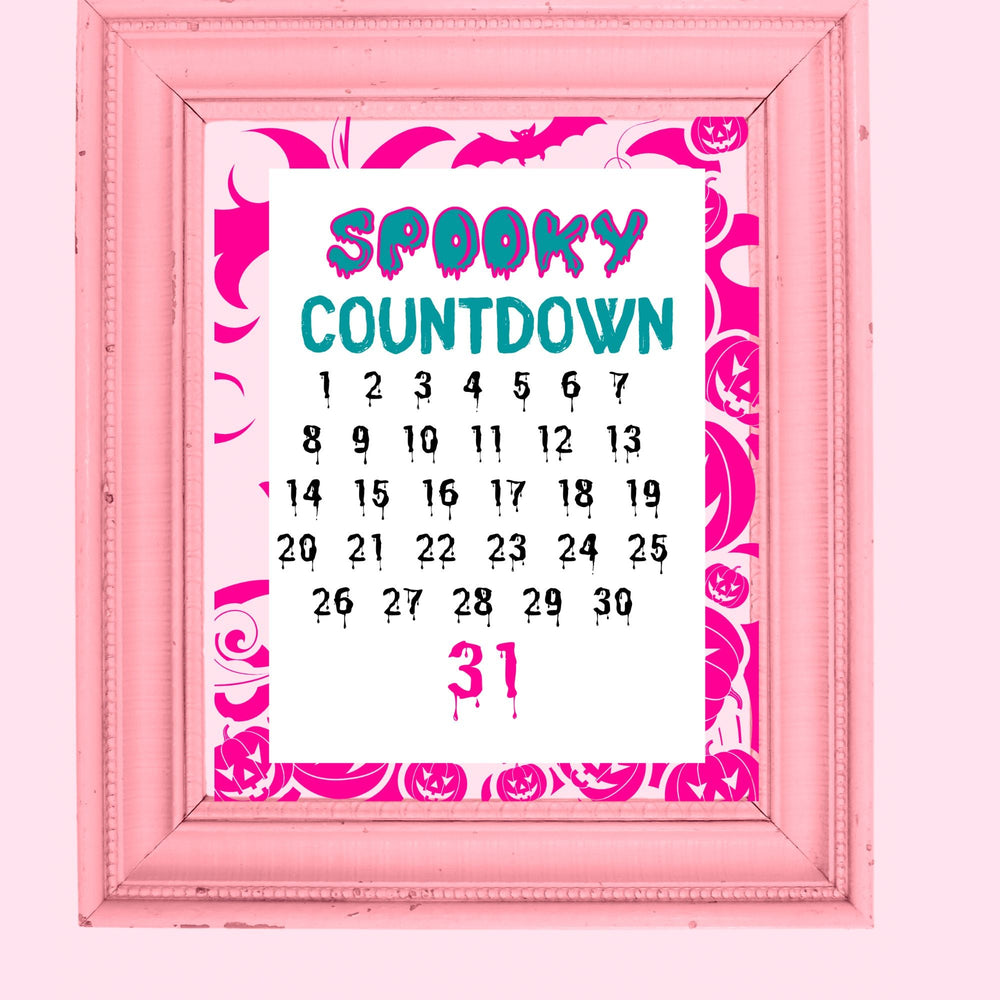 Printable pink Halloween countdown - KY designX