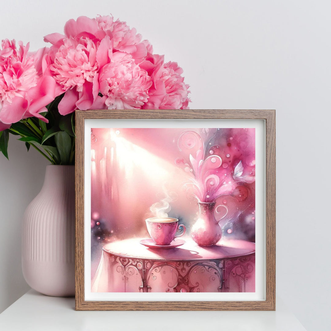 Printable Pink Watercolor Coffee Wall Art - KY designX