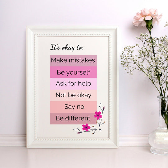 Printable Positive Affirmation Wall Decor 'It's Okay to' - KY designX
