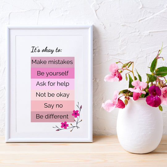 Printable Positive Affirmation Wall Decor 'It's Okay to' - KY designX
