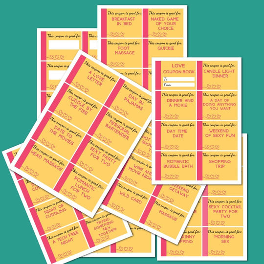 Printable pre-made Couples coupons - KY designX