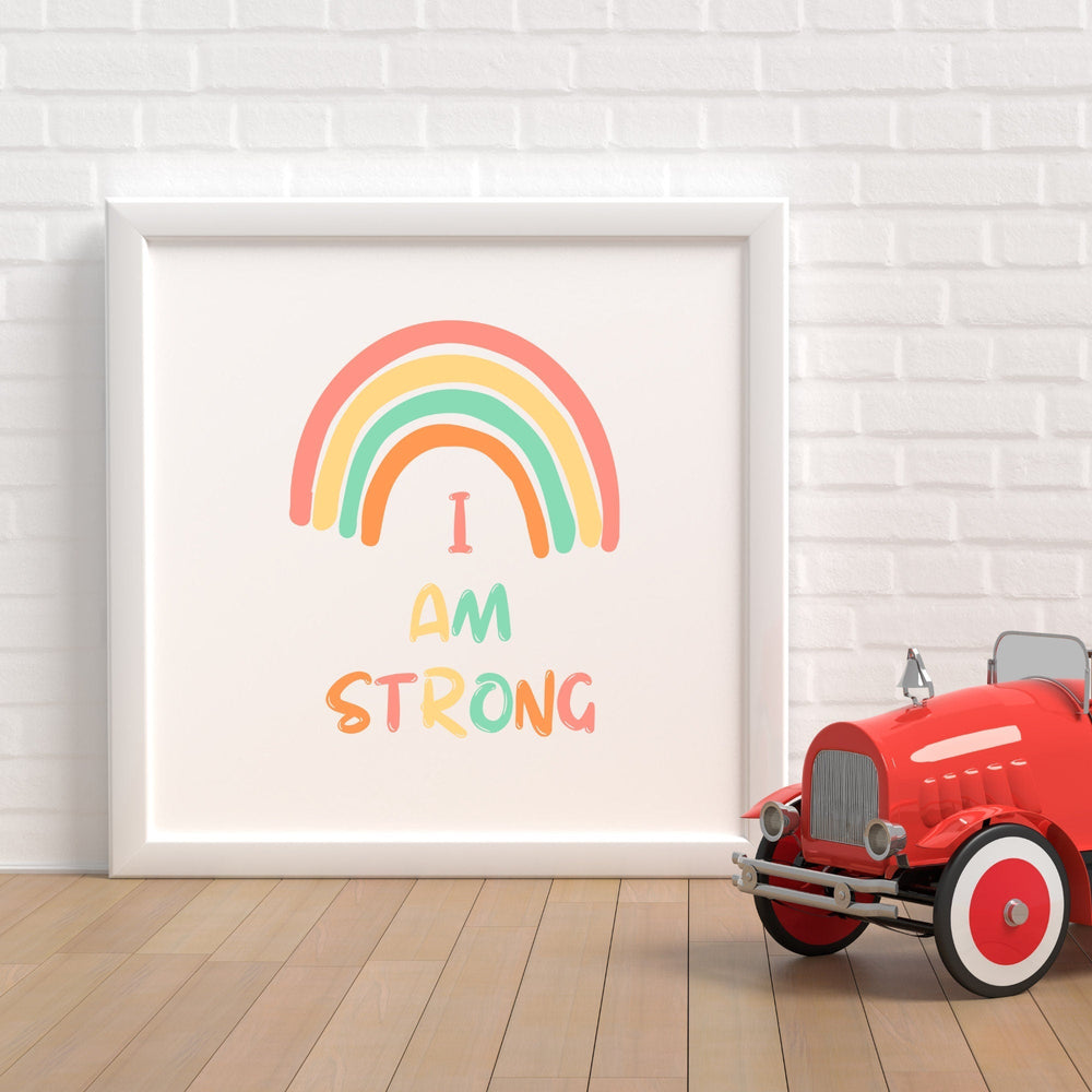 Printable rainbow I am strong wall art - KY designX
