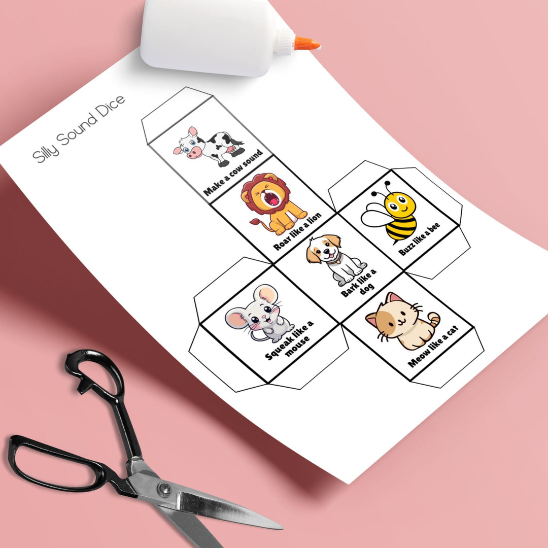 Printable Silly Sounds Dice Cube - KY designX