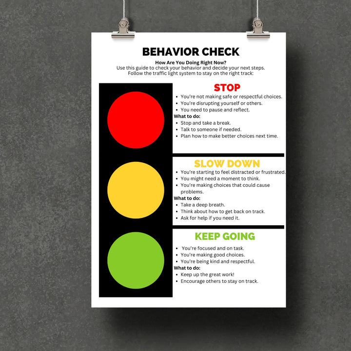 Trafic Rol Chart Printable Traffic Light Behavior Chart - KY designX