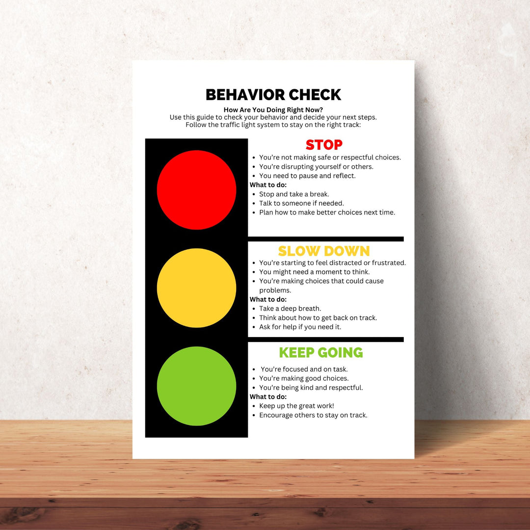 Printable Traffic Light Behavior Chart - KY designX