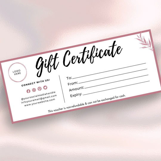 Rose Gold Editable Gift Certificate - KY designX