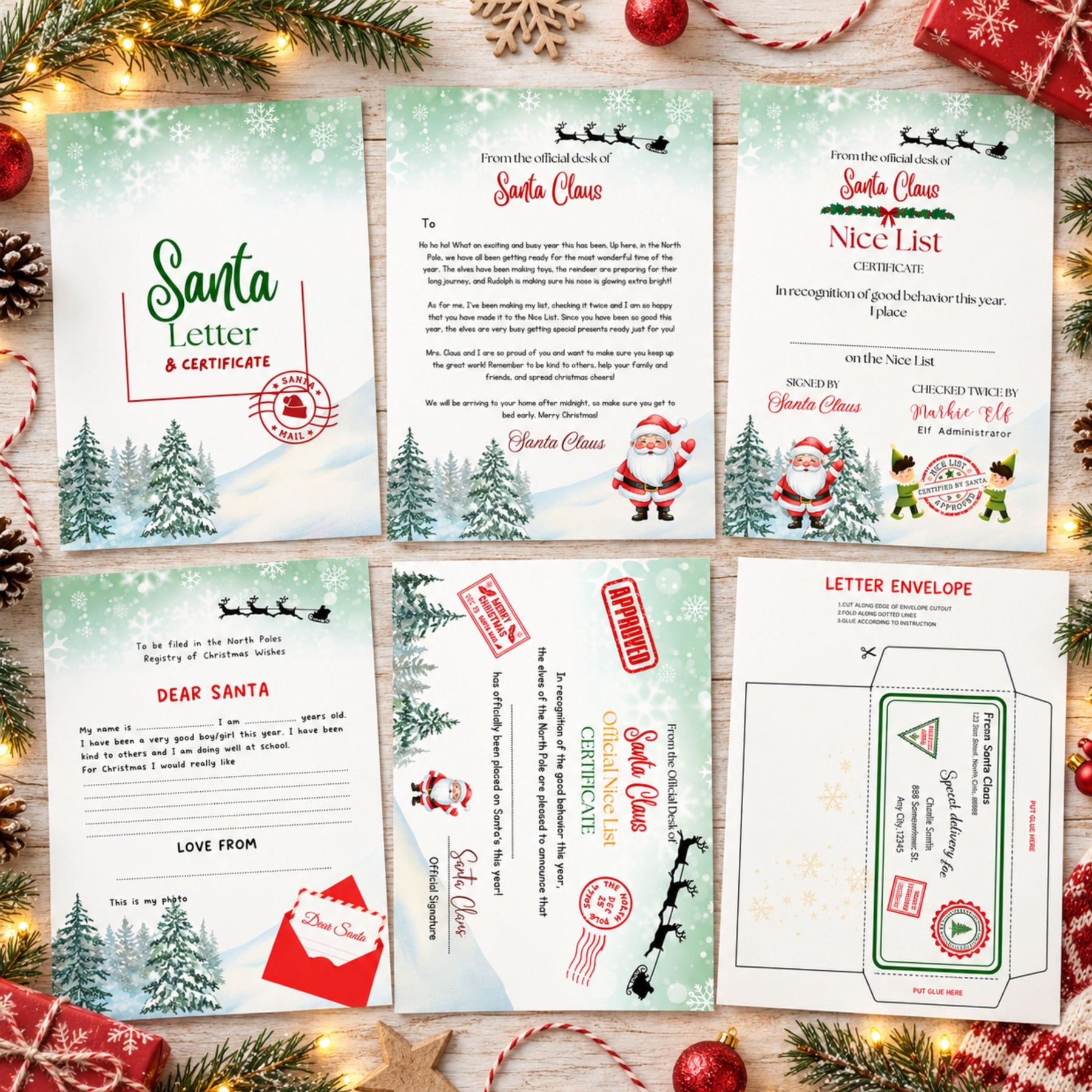 Certificate Simple Icon Santa Letter & Nice List Certificate Set – Christmas Printable Bundle