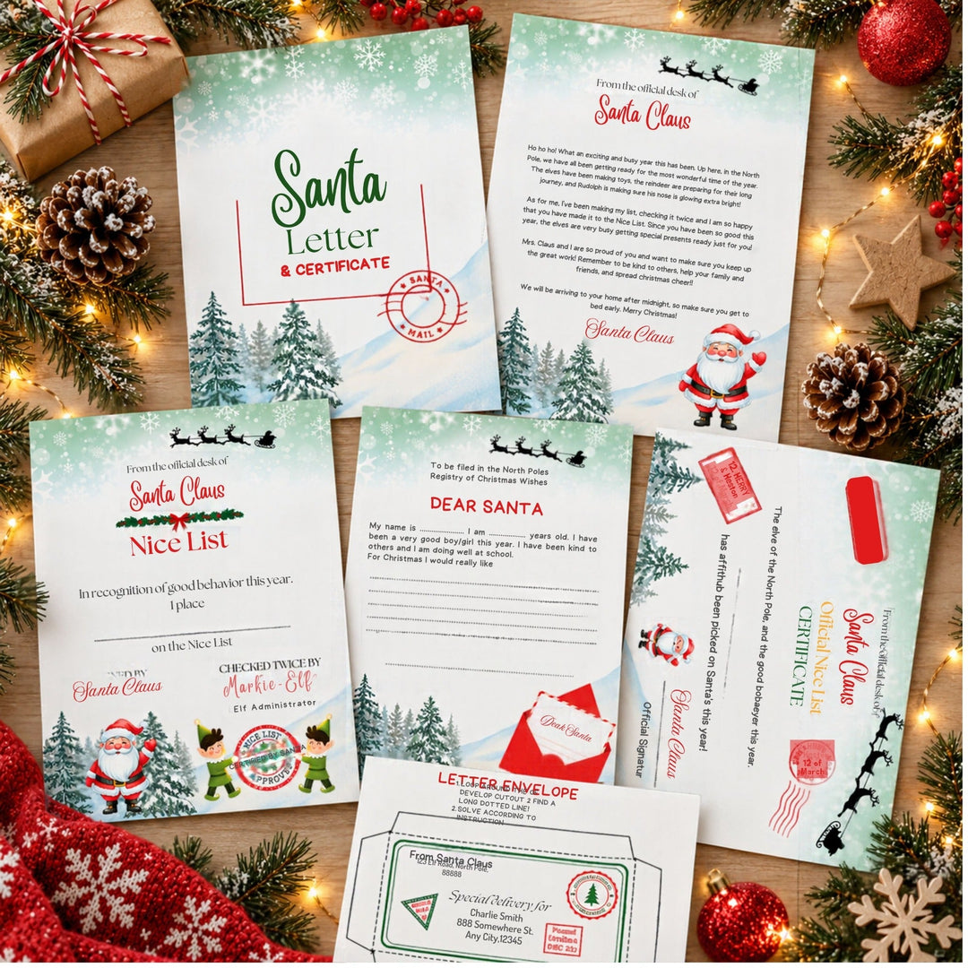 Santa Letter & Nice List Certificate Set – Christmas Printable Bundle - KY designX