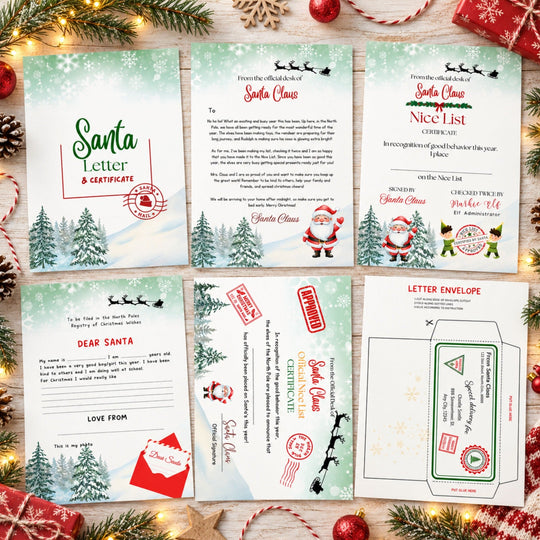 Santa Letter & Nice List Certificate Set – Christmas Printable Bundle - KY designX