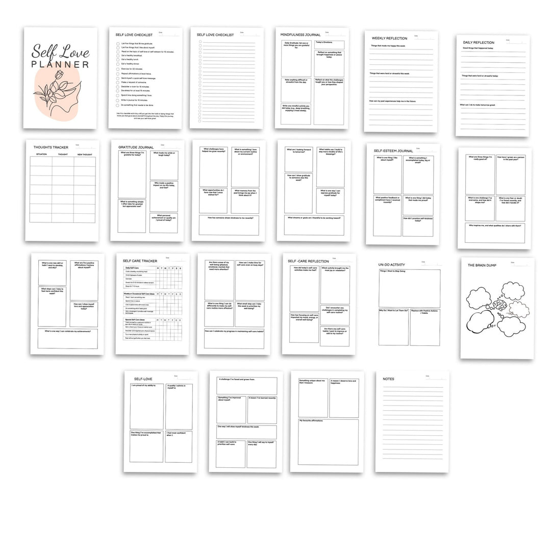 Self - Love Planner Canva Template with MRR & PLR - KY designX